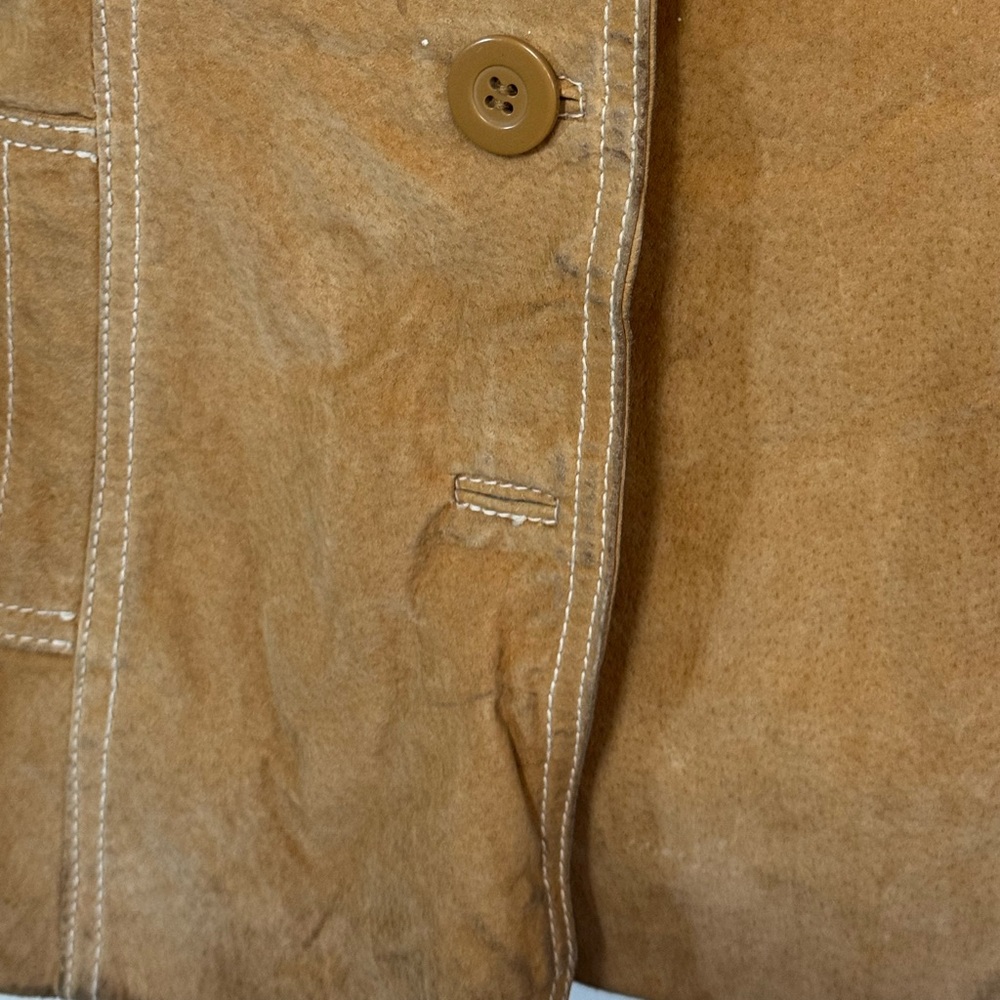 Y2K Retro Jennyfer J Tan Brown Button Up Women's M Leather Utility Jacket - Picture 5 of 6